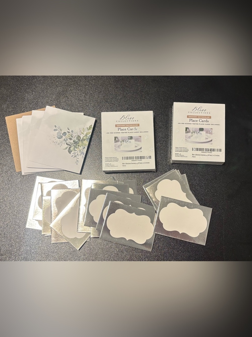 Silver, floral & White Place Cards - Elegant Floral Design